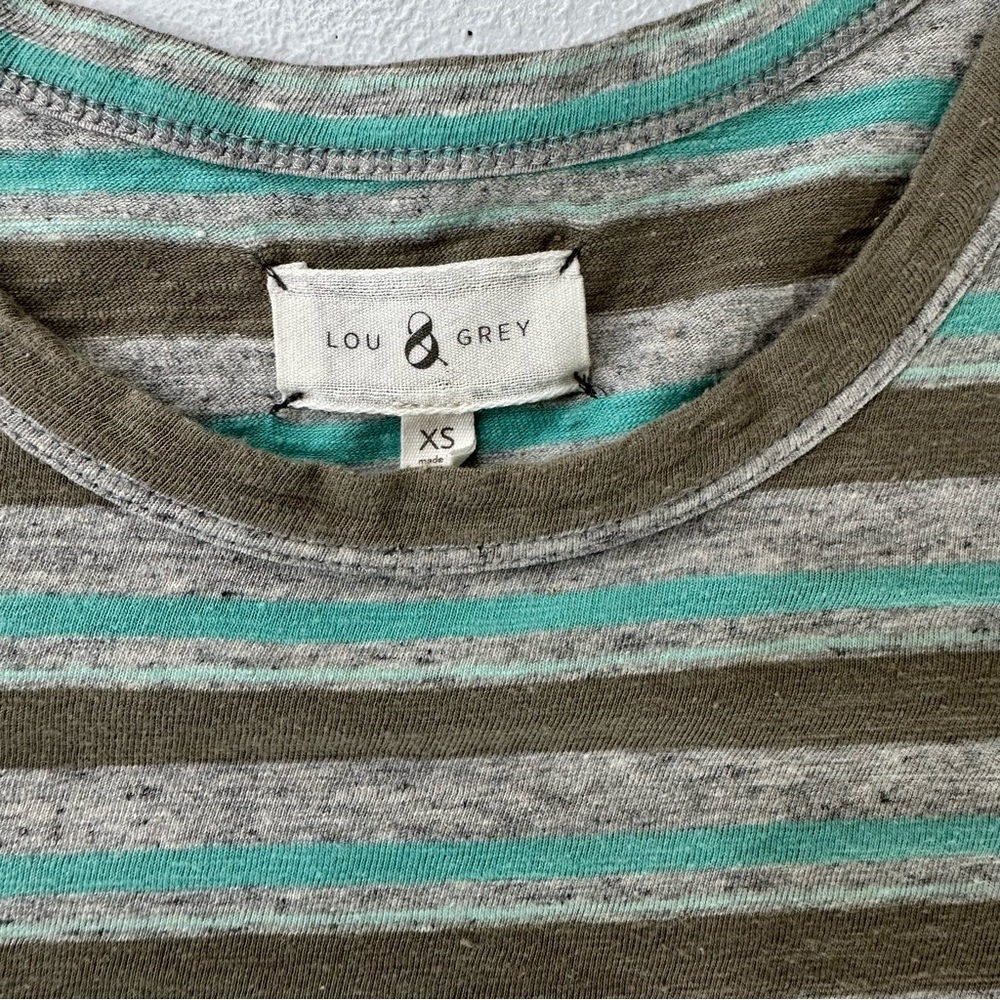 Lou & Grey Stripe T-shirt Dress Linen Blend Tee XS - Picture 6 of 7